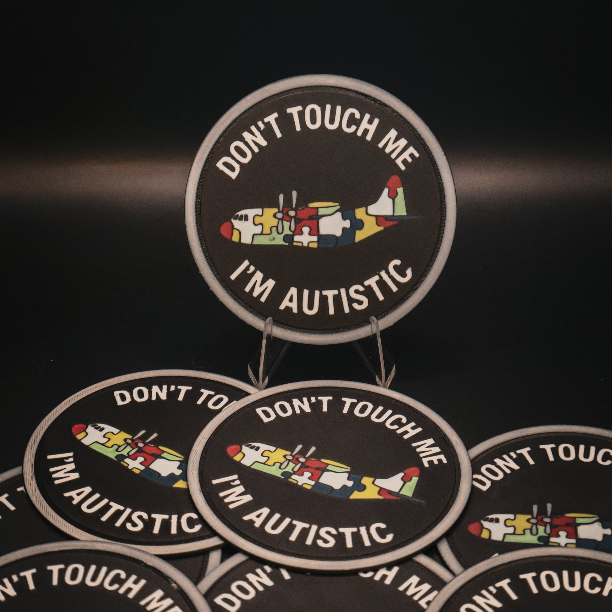 Don't Touch Me I'm Autistic 3D Printed Patch C-130 Puzzle pieces Autism awareness